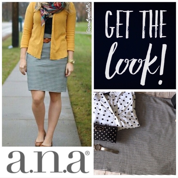 Perfect w/Boots! A.N.A Ponte Striped Pencil Skirt - Picture 1 of 8